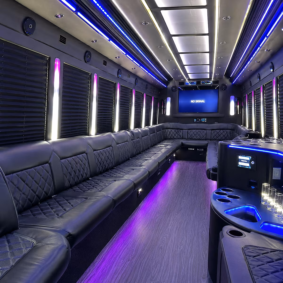springfield 30 passenger party bus inside